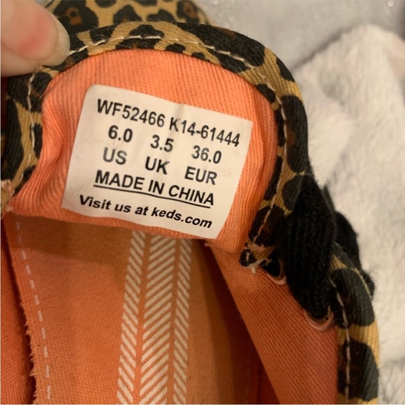 Keds Leopard Print Sneakers Canvas- Black and Tan Size 6 - Picture 3 of 6